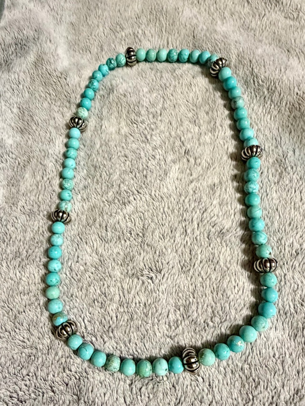 Turquoise Beaded Necklace with Silver Accent Beads